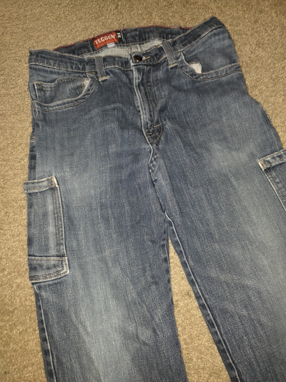 Tecgen FR CAT2/2112 Cargo Jeans Mens 32x34 Flame Resistant Work Pants Dark Denim